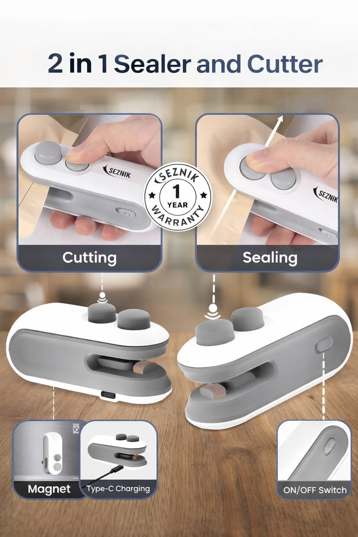 Mini Heat Sealing Machine – Portable USB Rechargeable Bag Sealer & Cutter