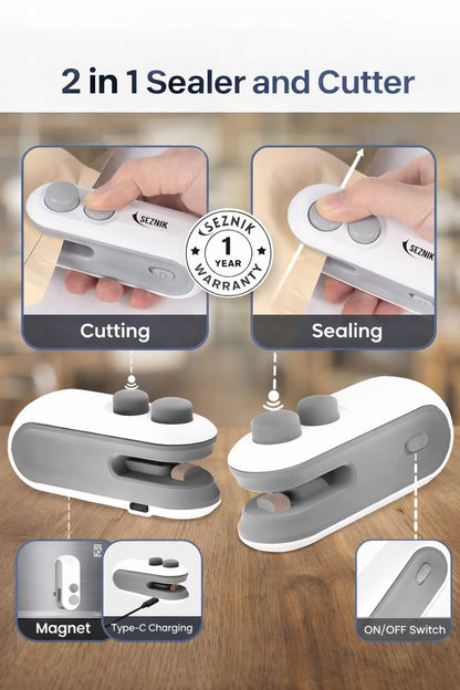 Mini Heat Sealing Machine – Portable USB Rechargeable Bag Sealer & Cutter