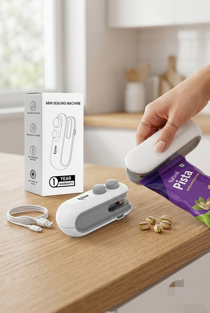 Mini Heat Sealing Machine – Portable USB Rechargeable Bag Sealer & Cutter